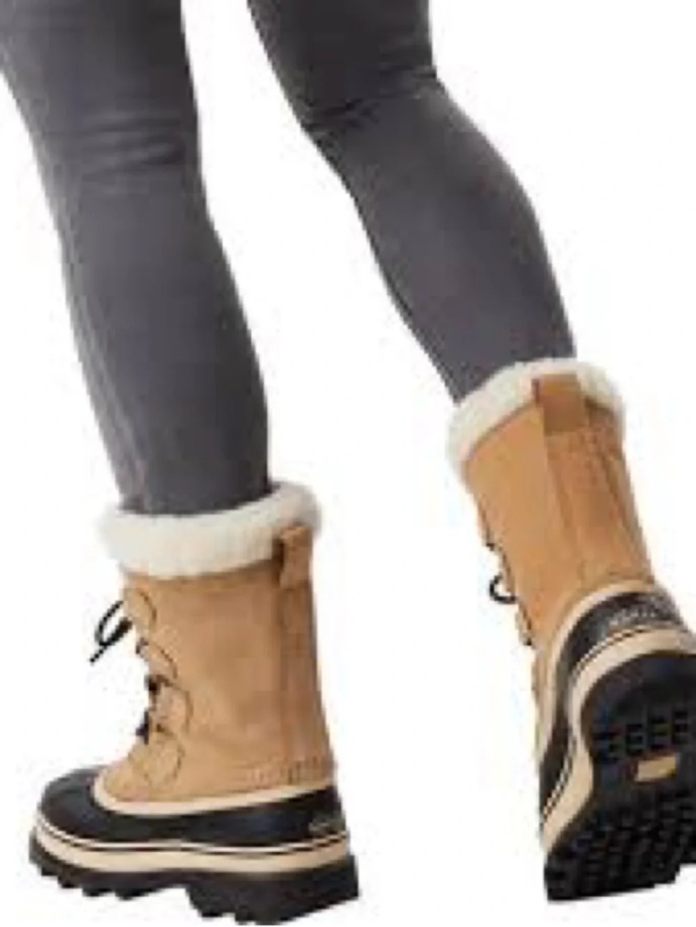 Women’s Sorel Caribou 7 Winter Snow Rain Hiking Boots Wool Sherpa Natural Rubber